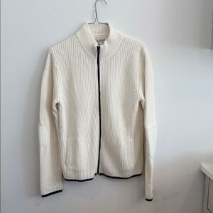 Men's White Zip-Up Sweater